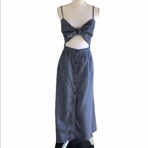 Reformation Miramar Tie Front Cutout Midi Dress